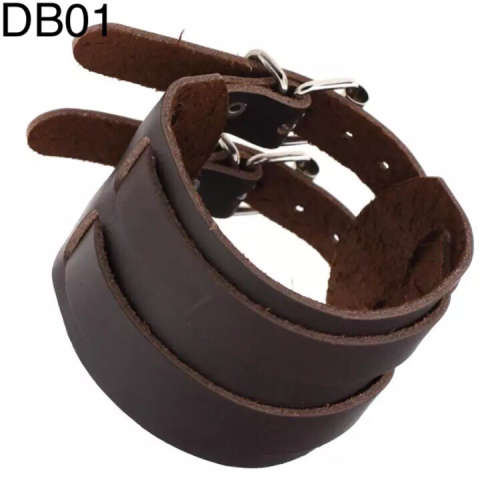 DB01 - PLAIN LEATHER BRACELETS - D/BROWN