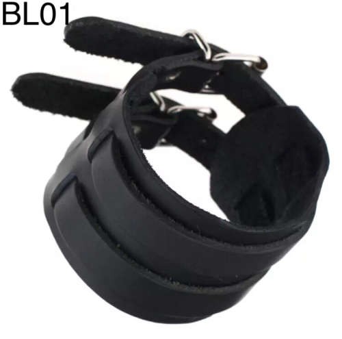 BL01 - PLAIN LEATHER BRACELETS - BLACK