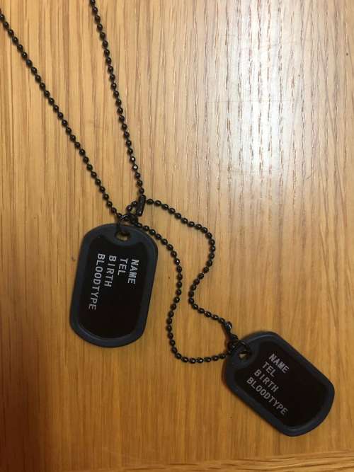 DTB01 - DOG TAGS / TWO TAGS, LONG AND SHORT BLACK NICKLE CHAIN
