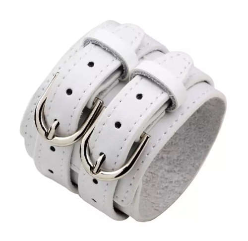 BB02 - MEN/WOMAN GENUINE LEATHER BRACELETS - WHITE