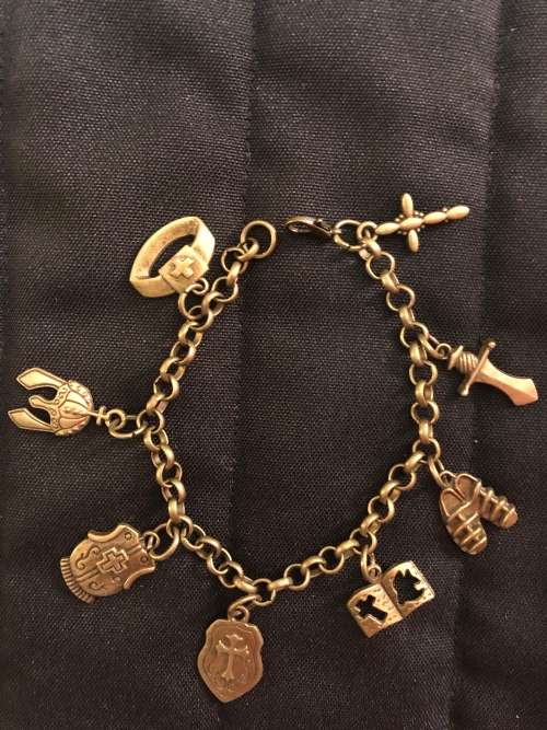 AAG02 - CHRISTIAN CHARM BRACELET ARMOUR OF GOD ANTIQUE COPPER