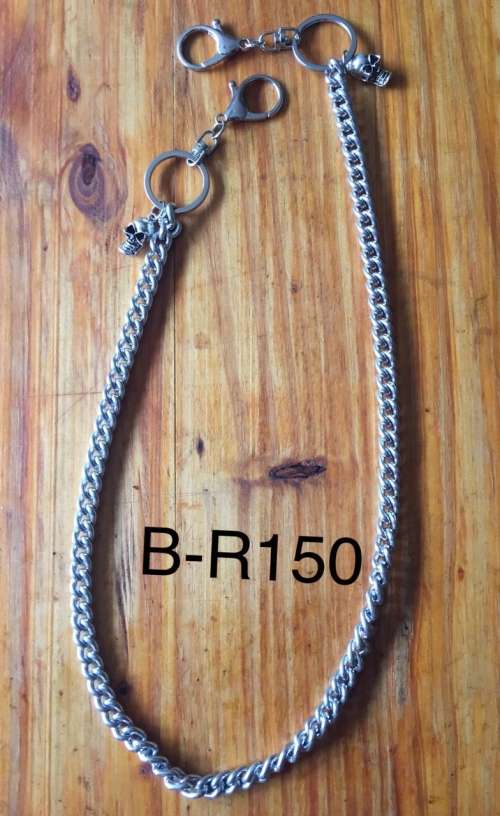 B - NICKLE WALLET CHAIN HIP METAL ROUND WITH SKULL DETAIL