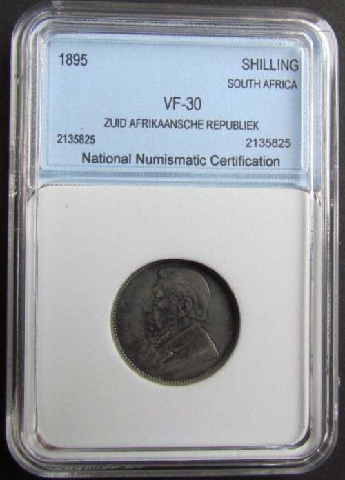 **R1 START** 1895 ZAR Shilling Graded VF30 - SEE PIC - REGRADE