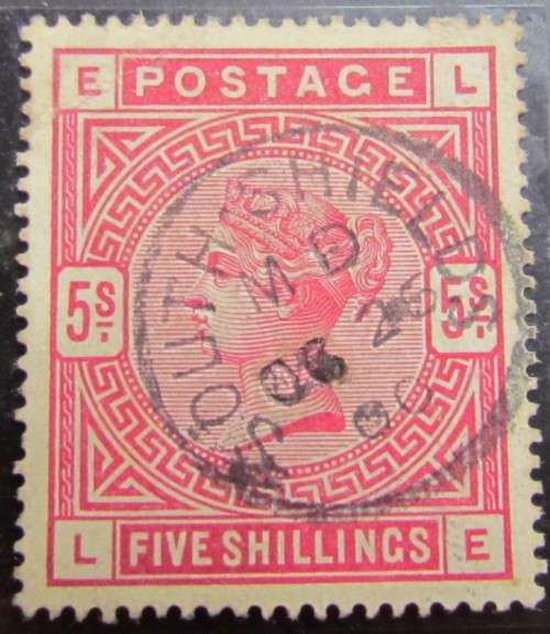 GB VICTORIAN VFine 5 Shilling***Bulls Eye Cancel*** Huge Value ***RARE***