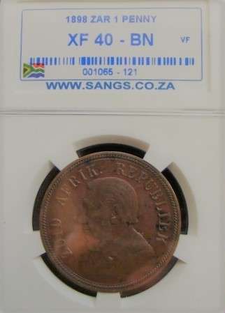 1898 ZAR GRADED PENNY - XF40BN *** R1 START ***