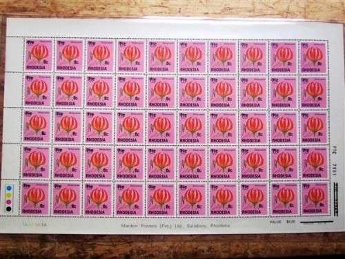 RHODESIA - FULL SHEET MINT - Mardon Printers - 8c - SCARCE