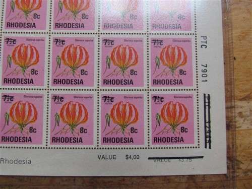 RHODESIA - FULL SHEET MINT - Mardon Printers - 8c - SCARCE