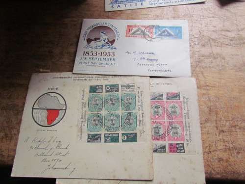 BOX OF STAMPS + OLD SA FDC'S @#$ CRAZY R1 START @#$ UNCHECKED