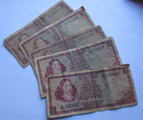 5 X  DE JONGH R1 NOTES - 1 BID FOR THE LOT - WELL USED LOT