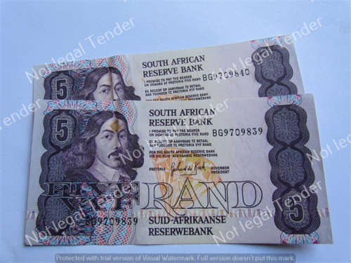 2 X DE KOCK 3rd ISSUE 1989 CONS. NO'S  (VF/EF) - 1 BID FOR ALL