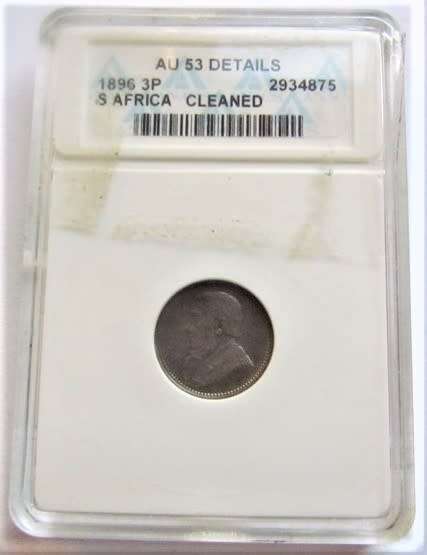 1896 ZAR 3d SILVER - GRADED AU53 DETAILS - GREAT DETAILS