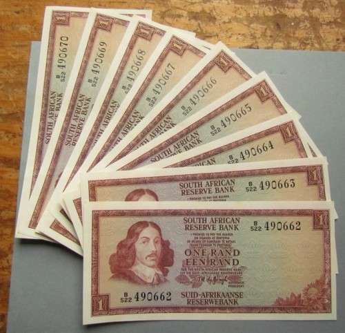 9 X 1975 DE JONGH 3rd ISSUE CONSECUTIVE NUMBERS  - 1 BID FOR ALL