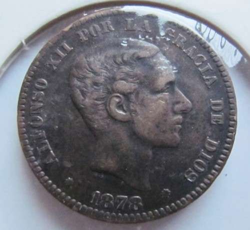 SPAIN 1878 10 CENTIMOS VF