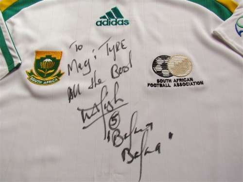 BAFANA BAFANA JERSEY **SIGNED BY MARK FISH** CRAZY R1 START ** HARD TO REPLACE