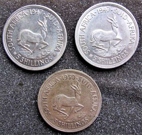 3 X 1947 & 1950 80% SILVER 5 Shillings**EXCELLENT CONDITION**R1 START*BID PER COIN