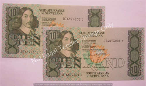 2 X DE KOCK CONS. NO'S UNC 3rd ISSUE 1985 R10 NOTES