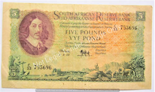**R1 START** 5 POUNDS MH DE KOCK 5 POUNDS NOTE 1954 C33