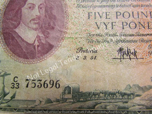 **R1 START** 5 POUNDS MH DE KOCK 5 POUNDS NOTE 1954 C33