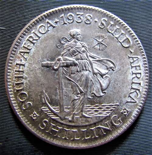1938 1/ SHILLING**AU/UNC COIN**80% SILVER HERNS EF = R2000 / UNC R4000