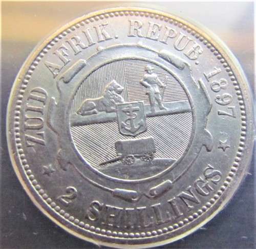 ZAR 1897 2 SHILLINGS GRADED **VF DETAILS** GENUINE ZAR