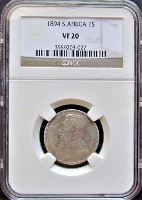 ZAR 1894 1 SHILLING NGC GRADED **VF20**