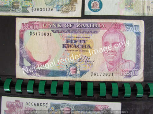 5 X ZAMBIA USED NOTES - HARD TO FIND @@@ 1 BID FOR ALL