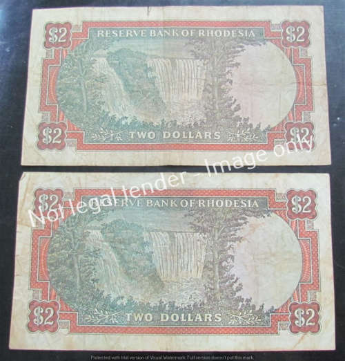 2 X RHODESIA $2.00 RHODES WATERMARK **R1 START 1 BID**