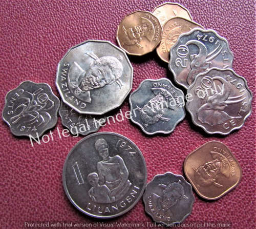 SWAZILAND 11 X UNC COINS ***R1 START*** 1 BID FOR ALL