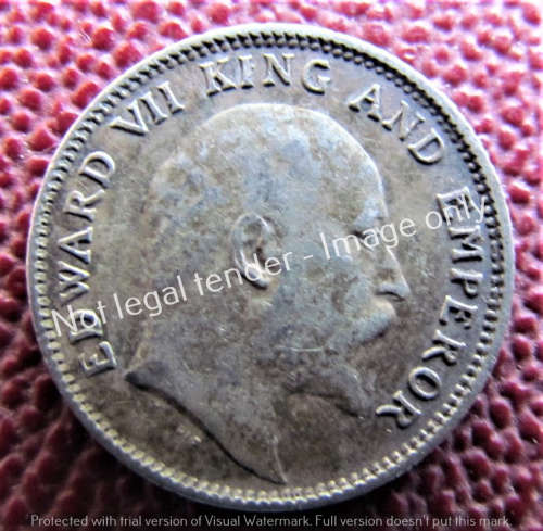 1907 BRITISH INDIA 1/4 RUPEE EDWARD VII**EXCELLENT DETAILS** 91.7% SILVER***