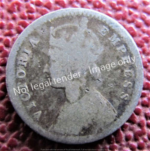 BRITISH INDIA 2 ANNAS 1890 ** SILVER COIN ** R1 START SCARCE COIN