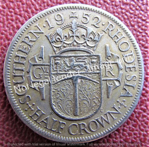 1952 SOUTHERN RHODESIA HALF CROWN - EXCELLENT DETAILS @@ R1 START