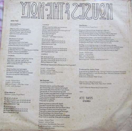 LED ZEPPELIN - VINTAGE HOUSES OF THE HOLY **SCARCE WITH WHITE CENSOR BAND**