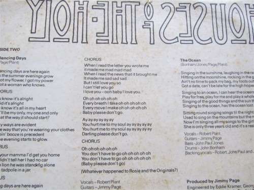 LED ZEPPELIN - VINTAGE HOUSES OF THE HOLY **SCARCE WITH WHITE CENSOR BAND**