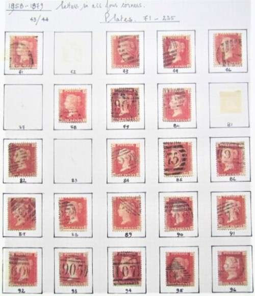 21 X PENNY REDS 1858-79 PLATE NO'S 71-96 4 missing **R1 START**
