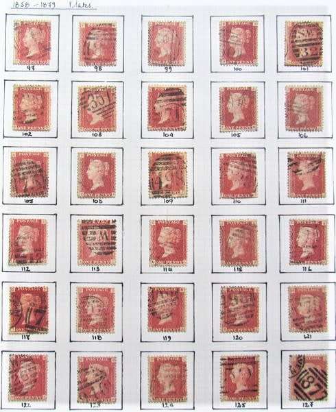 30 X PENNY REDS 1858-79 PLATE NO'S 97-127 COMPLETE **R1 START**