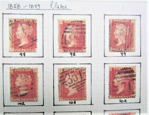 30 X PENNY REDS 1858-79 PLATE NO'S 97-127 COMPLETE **R1 START**