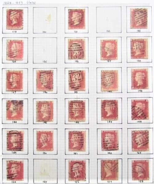 26 X PENNY REDS 1858-79 PLATE NO'S 129 -158 4 missing **R1 START**