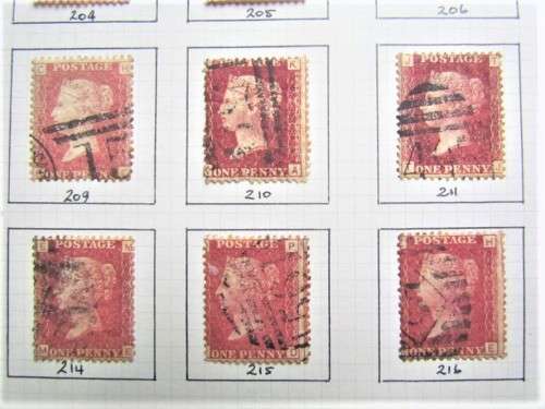 28 X PENNY REDS USED 1858-79 PLATE NO'S 159-187 2 missing **R1 START**