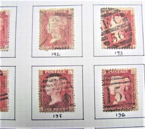 28 X PENNY REDS USED 1858-79 PLATE NO'S 159-187 2 missing **R1 START**