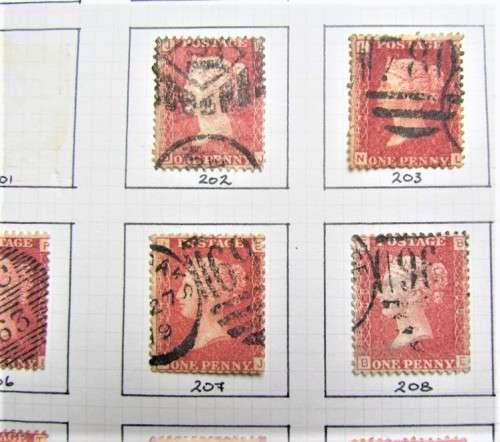 28 X PENNY REDS USED 1858-79 PLATE NO'S 159-187 2 missing **R1 START**