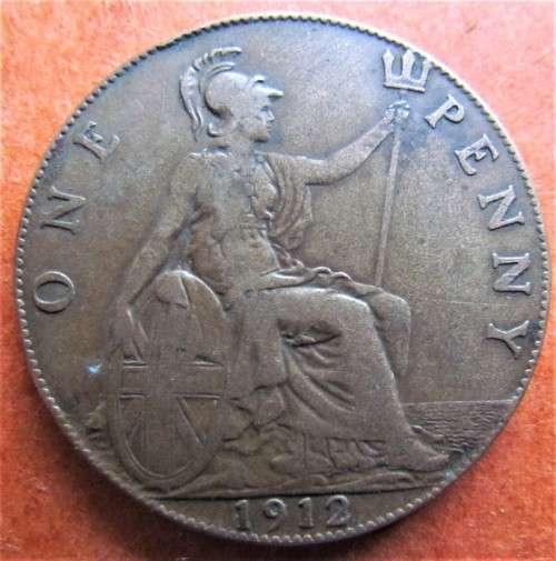 **R1 START** 1912 GB ENGLAND PENNY ËRROR"??? / ALTERED