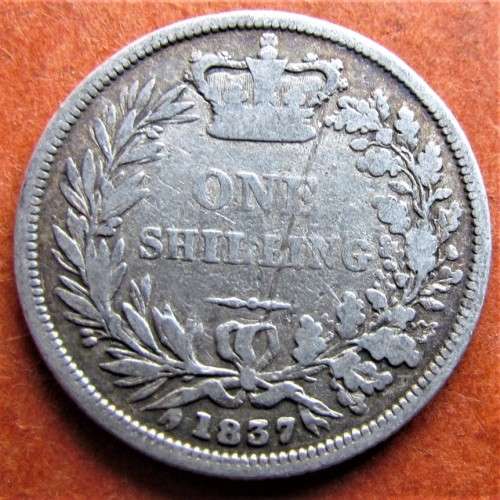 **R1 START SILVER**1837 GB ENGLAND SILVER SHILLING - GREAT DATE