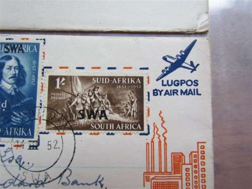 2 X SWA OVERPRINT TERCENTARY VAN RIEBEEK FDC = 1 BID FOR BOTH