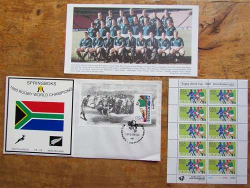 1995 RUGBY WORLD CUP = POSTCARD LIMITED + SHEET + FDC