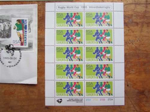 1995 RUGBY WORLD CUP = POSTCARD LIMITED + SHEET + FDC