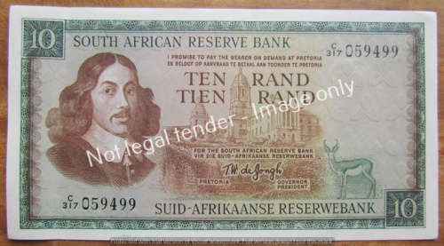 SA R10.00 NOTE DE JONGH UNC 3rd ISSUE
