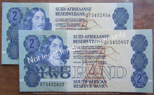 2 x DE KOCK R2 NOTES (DT) UNCIRCULATED **1 BID - YOU GET BOTH NOTES**