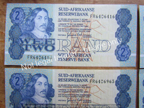 6 x De Kock R2 NOTES (Assorted) Uncirculated **BID PER NOTE**