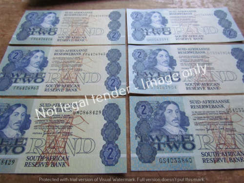 6 x De Kock R2 NOTES (Assorted) Uncirculated **BID PER NOTE**