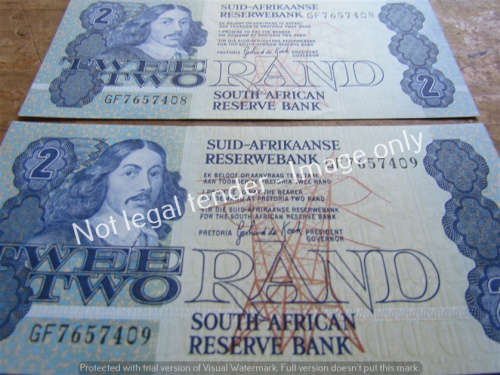 2 x DE KOCK CONSECUTIVE R2 NOTES (GF) UNC **BID PER NOTE**